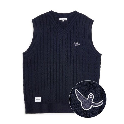 2023년 가성비 최고 베스트셀러순위 - MARK GONZALES ANGEL WAPPEN CABLE KNIT VEST - NAVY