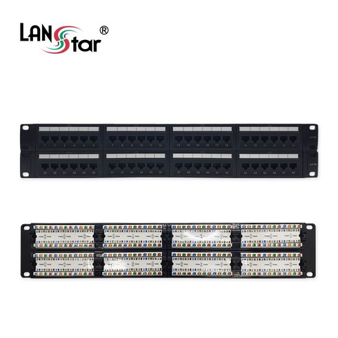 패치판넬 - LANstar UTP 48포트 패치판넬 Cat.5E 2U LS-EPLB-48P19, 1개