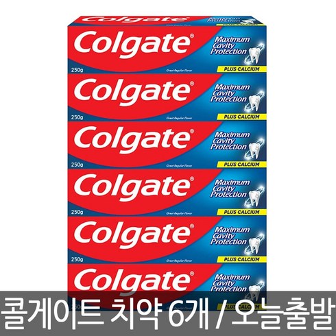 콜게이트 캐비티 프로텍션 레귤러 치약, 250g, 6개