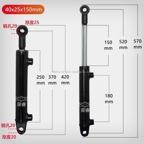 소형 유압 실린더 규격 피츠버그 유압유니트 2톤 3톤 양방향 단방향 프레스, 40X25X150개