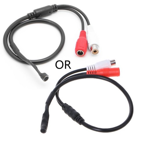 CCTV 보안 모니터를위한 DC 마이크 보안 마이크 용 마이크 민감한 오디오 픽업 케이블 12V 12V DVR 카메라, 검은색