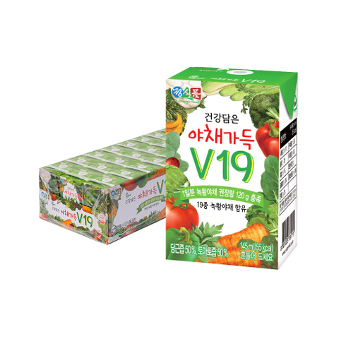 하루야채 데일리 9박스 - 정식품 건강담은 야채가득 야채즙 V19, 145ml, 48개
