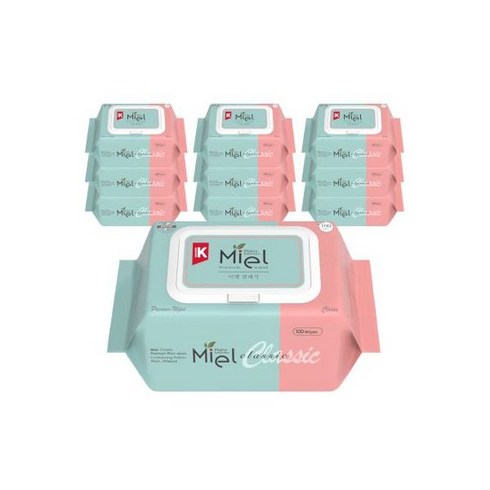 미엘 클래식 물티슈 100매 캡형 10팩 2박스이상 구매시 할인이벤트, 미엘 클래식 물티슈 100매 캡형 10팩 2박스이상 구, 10개
