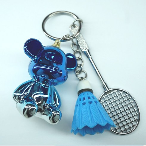 배드민턴키링 - mcuru 키치X베어 배드민턴 열쇠고리 키홀더 가방장식, 블루