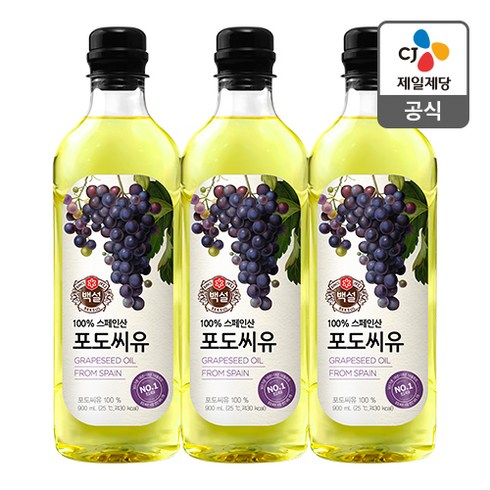 백설 포도씨유, 900ml, 3개