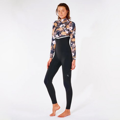 Rip Curl C WSM9AG Womens E-Bomb 3/2 Zip Free Wetsuit - Black/Gold (립컬 이밤 집 프리 여성용 전신슈트 웻슈트 )