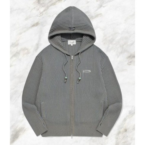 업에듀케이션 - 피지컬 에듀케이션 디파트먼트 PHYSICAL EDUCATION DEPARTMENT BEAD POINT KNIT HOODIE ZIP UP GREIGE, S