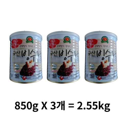 밀크빙수 총 24팩 통통단팥 4개 - 굿모닝서울 국산빙수팥, 2.55kg, 4개