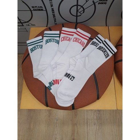nba양말 - NBA 22년 신상품 남여공용 BKN CHI BOS 팀 로고 아치 레터링 화이트 칼라 3팩 SET 장목 스포츠 양말