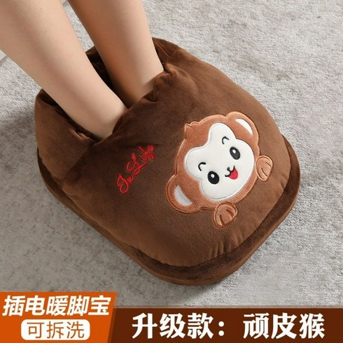 발따뜻이 캐릭터 전기난로 사무실 발따뜻이 난방 발바닥따뜻이 겨울발따뜻이63428, (2단 온도 조절) 개구쟁이 원숭이