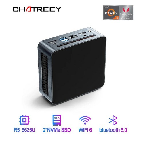 Chatreey 미니 PC 게이밍 데스크탑 컴퓨터 AN2P Ryzen 5 5625U 5600H SSD WIFI6 HDMI DP 윈도우 11 프로, 32G RAM 1TB SSD, AN2P 5600H