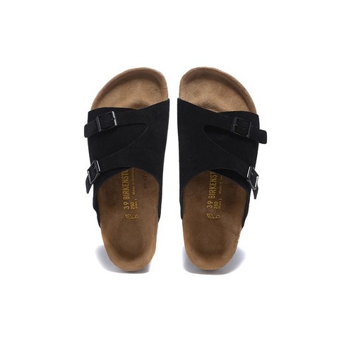 2024년 가성비 최고 버켄스탁 취리히 - 버켄스탁 Birkenstock 블랙 남녀공용 스웨이드 버클 버캔 슬리퍼 951321