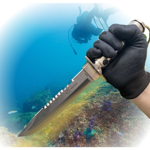 울브스 스킨스쿠버 수중나이프 스쿠버나이프 수중칼 다이빙나이프 해루질 다이버칼 캠핑칼 스트랩 파우치 포함