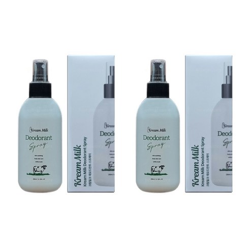 크림밀크 데오드란트 스프레이 화이트머스크향 200ML 1+1, 2개