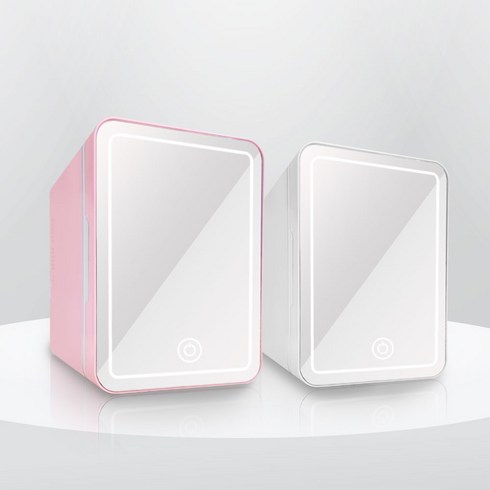 유니언 LED 미러 미니 냉온장고 화장품 냉장고, 핑크, 3.7L