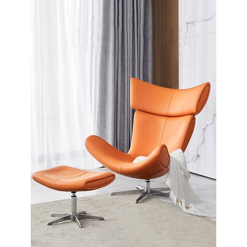 보컨셉 이몰라 라운지 체어 1인용 소파 카페 스튜디오 boconcept, (극세사가죽/옐로우브라운/발받침)