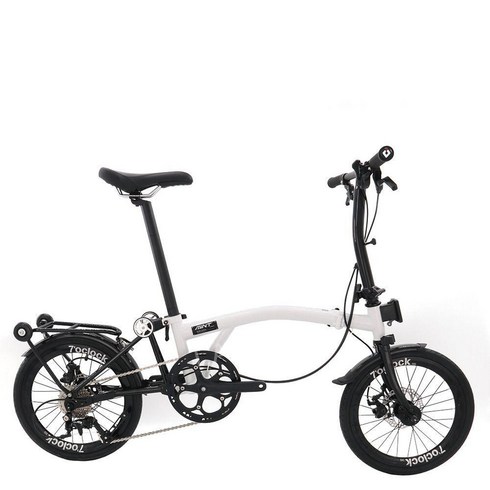 2023년 가성비 최고 트라이폴드자전거 - 브롬튼 유사 접이식자전거 16인치 9단 트라이폴드 미니벨로 출퇴근 바이크, 화이트