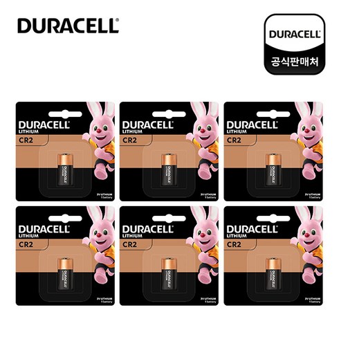 듀라셀 리튬건전지 CR2, 1개입, 6개
