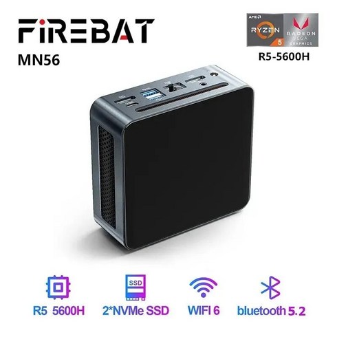 FIREBAT 미니 PC 게이머 게이밍 데스크탑 컴퓨터용 AMD Ryzen 5 5600H Windows 11 DDR4 Nvme SSD 미니 PC WIFI6 BT5.2, 1.5600H 16G 512g - EU, 01 EU, 01 EU, 03 5700U 16G 512g