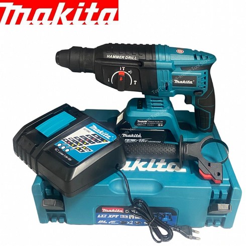 Makita DHR242 18V LXT 24mm 로터리 해머 SDS-Plus 콘크리트 충격 해머 본체만 전기 해머 충격 드릴 충전식 전기 해머 18V 다기능 속도 조절 양극 및 음, 1.Blue - EU, 없음