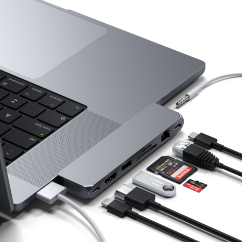 사테치허브 - 사테치 C타입 8in1 USB4 맥북프로 일체형 초고속 멀티 허브 맥스, 스페이스그레이