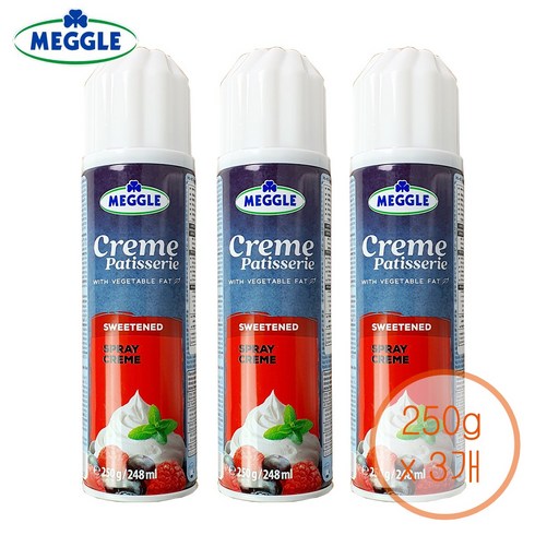 메글레 creme 스프레이 식물성 휘핑크림, 3개, 250g