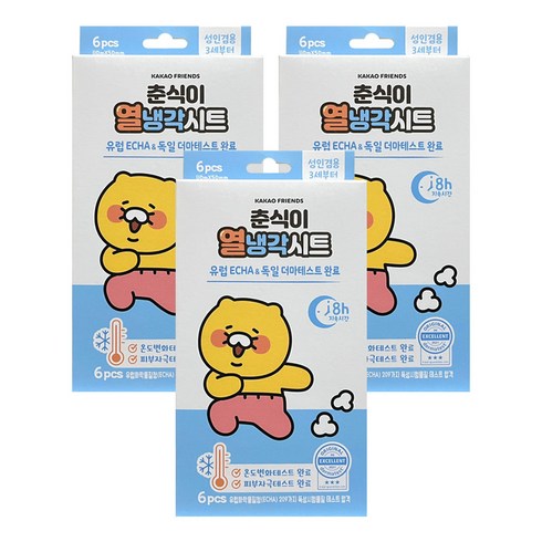 춘식이 열냉각시트 성인겸용 3세부터, 3개, 6매입