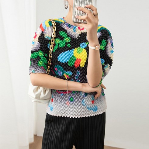 안지크 멀티 패턴 플리츠  썸머 블라우스 - 플리츠무드 PLEATS 크림프 패턴 플리츠 블라우스