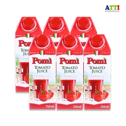 포미 착즙 100% 첨가물 없는 이탈리아산 토마토주스 750ml x 6개