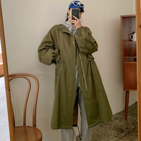 2023년 가성비 최고 여성롱야상 - 어바웃오버핏롱야상 아우터 스트링 오버핏 빅사이즈 롱기장 체형커버 루즈핏 여성용