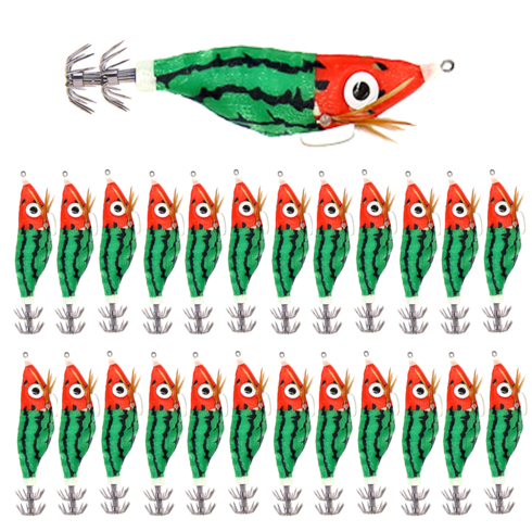 문피싱 MF 왕눈이 에기 25개/세트 프리미엄 고급형 에기 쭈꾸미 문어 한치 갑오징어 낚시, MF 수박 X 25개