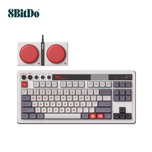 8bitdo키보드 - 8bitdo 레트로 유무선 기계식 키보드 게이밍 핫스왑 87키 AB슈퍼키 포함, 레트로기계식키보드(그레이)+슈퍼키, 레트로기계식키보드(그레이)+슈퍼키, 그레이(AB키 포함)