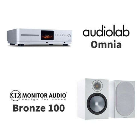 Audiolab(오디오랩) 옴니아 Omnia + Monitor Audio(모니터 오디오) Bronze 100 패키지, 월넛, 블랙