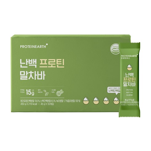 프로틴어스 난백바 말차 프로틴바 단백질바 에너지바, 45g x 10개, 10개
