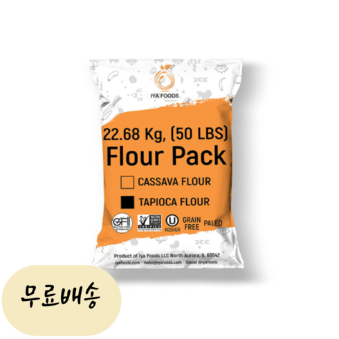 이야푸드 타피오카 전분 가루 카사바 유카 뿌리 추출 22.68kg 대용량, 1개, 1개