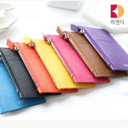 가죽 지퍼 슬림 카드 명함 동전 얇은 슬림 수제 지갑 장지갑