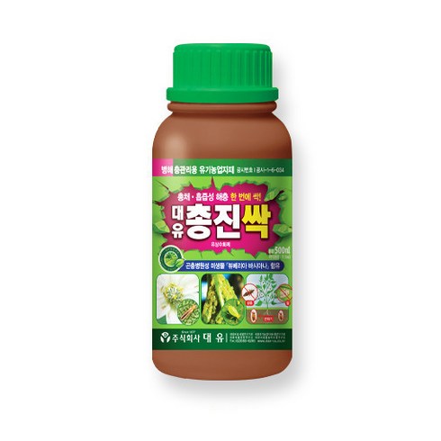 대유총진싹 - 대유 총진싹 500ml 액제 살충제 총채 뿌리파리 진디 자연친화 관리제 식물 보호제, 액제 500ml, 1개