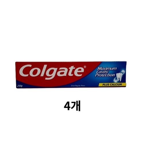 콜게이트 플루오라이드 치약 그레이트 레귤러 플레버, 250g, 4개