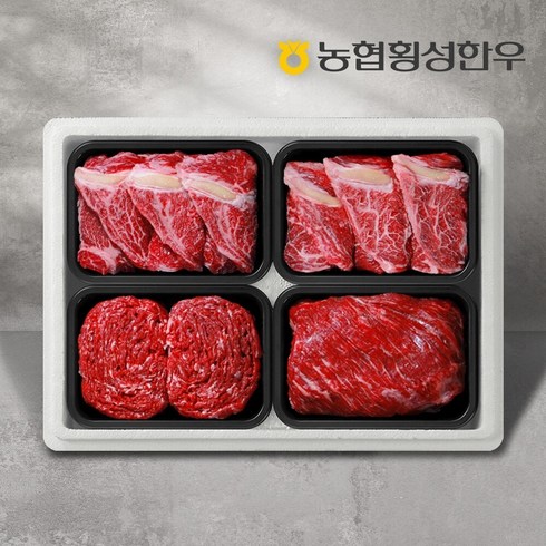 농협횡성한우 1등급 하누리정육선물세트 6호 2kg (등심2팩+국거리1팩+불고기1팩/팩당500g)