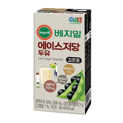 베지밀 에이스 저당 두유 190ml x 32팩, 32개