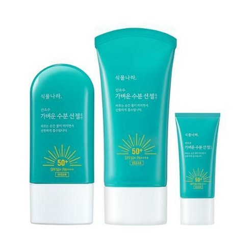 식물나라선젤 - 식물나라 산소수 가벼운 수분 선 젤 로션 1+1 대용량 (60ml+60ml)+15ml 추가 증정, 1세트, 60ml