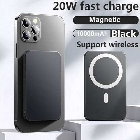 10000mAh 15W Magnetic Wireless Power Bank Iphone 13 Max 20W Fast Induction Charging External Auxilia, 14 Black10000mAh, 1개