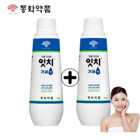 잇몸가글 부채표 동화약품 잇몸건강 잇치 가글액 750ML 2개 충치예방 입안냄새 스틱 가글 입냄새제거제 구강청결제 구취제거제