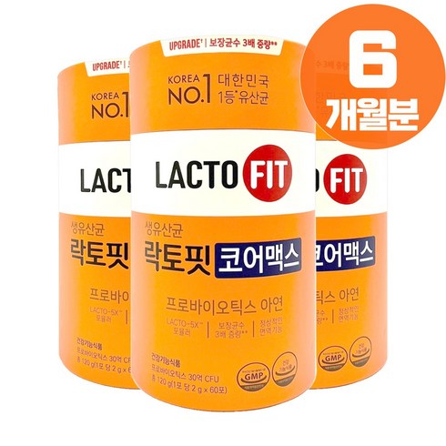 종근당건강 락토핏 생유산균 코어맥스 60포 3통, 120g, 3개