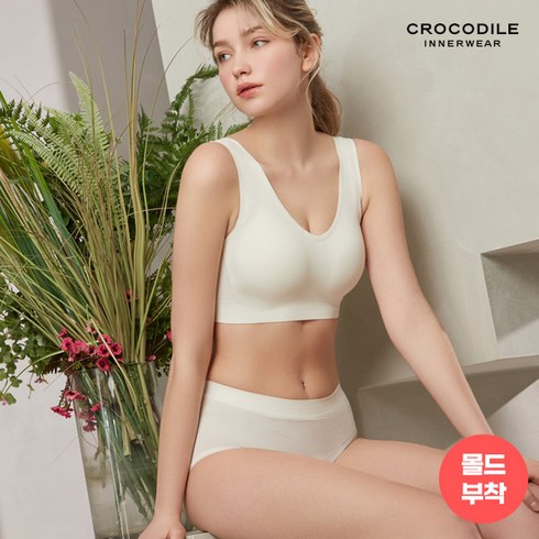 크로커다일 언더웨어 크로커다일 심리스 퓨징 감탄브라+팬티 2종세트 크림 CDW3M48_T