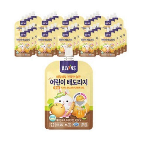 엘빈즈배도라지 - 엘빈즈 매일 매일 건강한 습관 어린이 주스 80ml, 배도라지, 80개