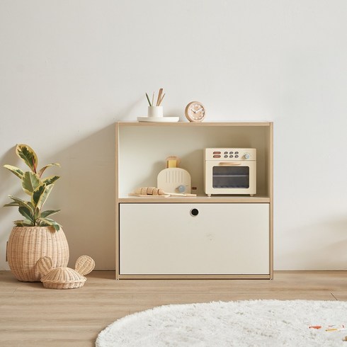 리바트 꼼므 키즈 2단 800 책장, 화이트(수납박스 별도)