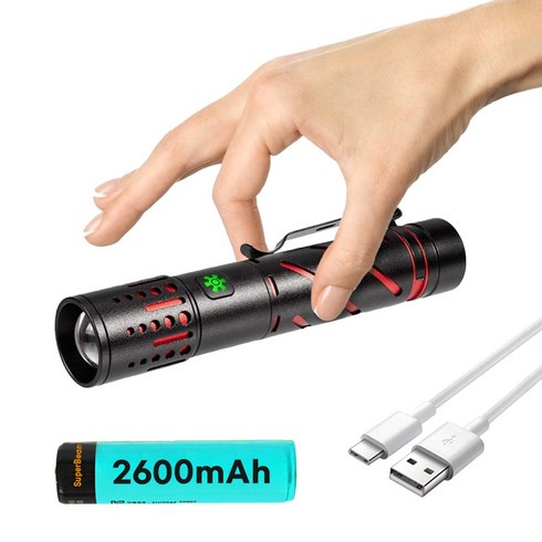 슈퍼빔 괴물 레이저 LED 손전등 슈퍼 줌 써치 라이트 충전식 후레쉬 캠핑, 1세트