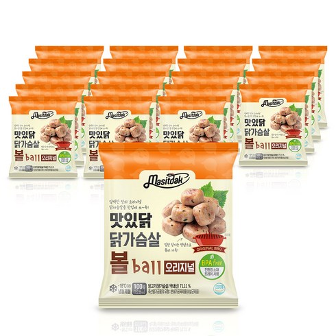 맛있닭 닭가슴살 볼 오리지널 100gx20팩(2kg), 100g, 20개