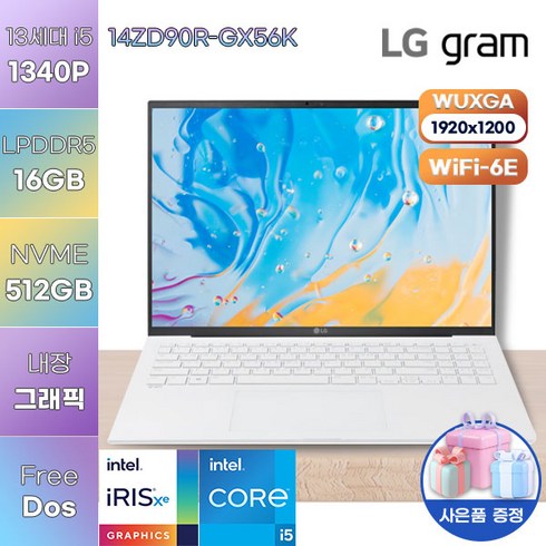 LG전자 WIN11 LG gram 14ZD90R-GX56K 가벼운 노트북 학생용 노트북, FREE DOS, 16GB, 512GB, 코어i5, 스노우 화이트